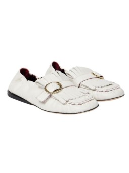 Mocassins Chanay cuir blanc franges souple W1A SCAA01 ULEA 02 Paul Smith femme chaussures Strasbourg boutique duo