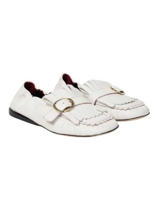 Mocassins Chanay cuir blanc franges souple W1A SCAA01 ULEA 02 Paul Smith femme chaussures Strasbourg boutique duo