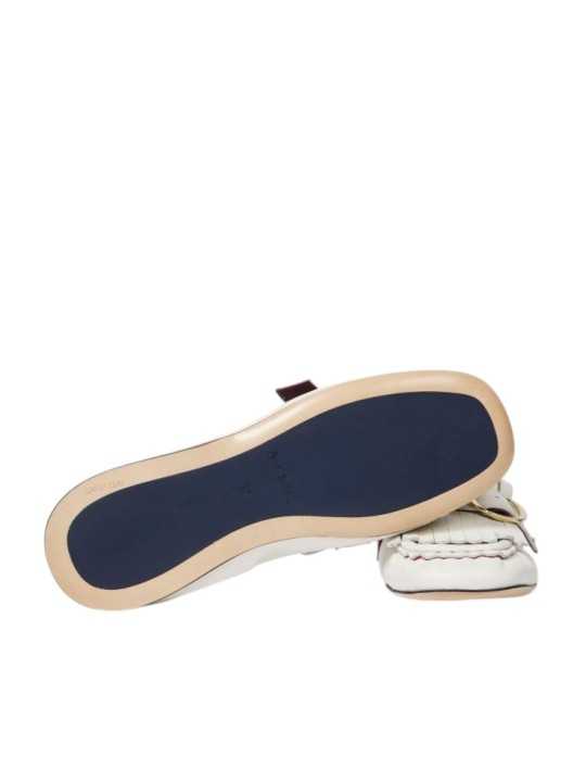 Mocassins Chanay cuir blanc franges souple W1A SCAA01 ULEA 02 Paul Smith femme chaussures Strasbourg boutique semelle