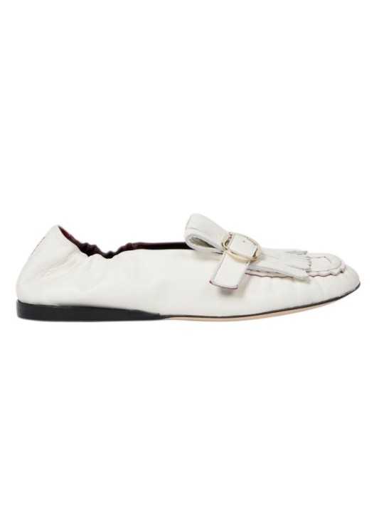 Mocassins Chanay cuir blanc franges souple W1A SCAA01 ULEA 02 Paul Smith femme chaussures Strasbourg boutique profil