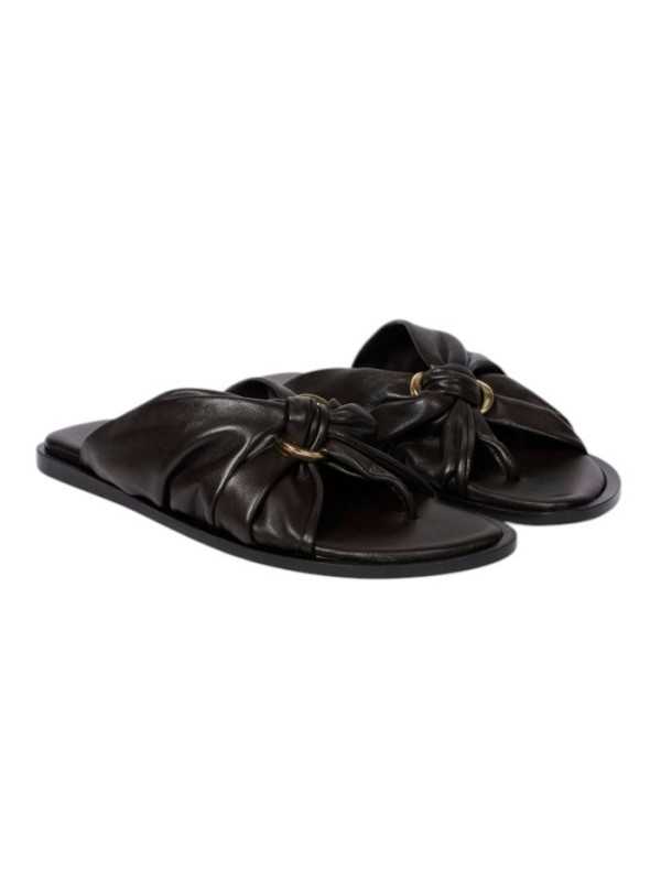 MULES ENTREDOIGT BLOUCLE DORE CUIR NOUE CHOCO W1S LRH02 ULEA 69 PAUL SMIth femme shoes duo