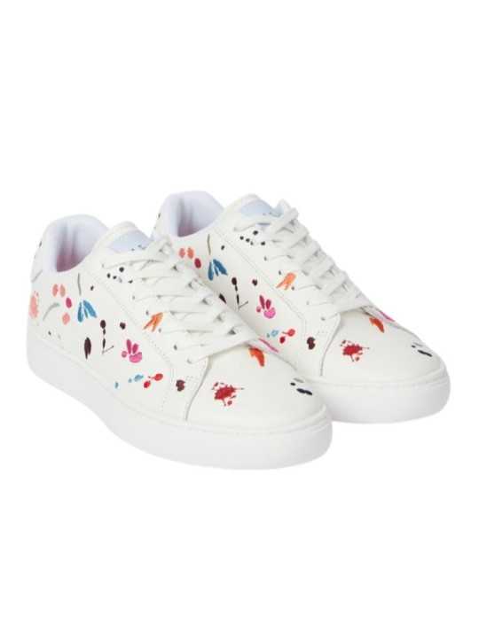 SNEAKERS LAPIN CUIR BLANC BORDERIES MULTI W1S LPN09 ULEA 01 PAUL SMITH FEMME basket duo