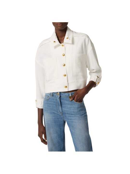 BLOUSON POCHES PLAQUEES SANGLES POIGNETS ECRU AVORIO GB0056338360 Elisabetta Franchi Femme fashion concept store mode face