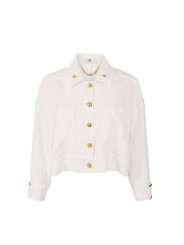 BLOUSON POCHES PLAQUEES SANGLES POIGNETS ECRU AVORIO GB0056338360 Elisabetta Franchi Femme fashion concept store mode solo