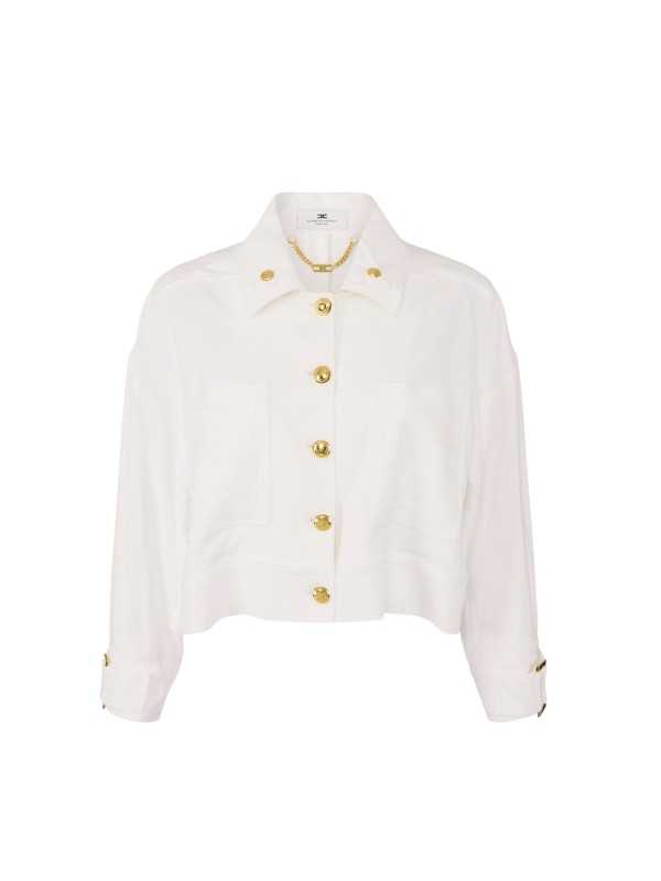 BLOUSON POCHES PLAQUEES SANGLES POIGNETS ECRU AVORIO GB0056338360 Elisabetta Franchi Femme fashion concept store mode solo