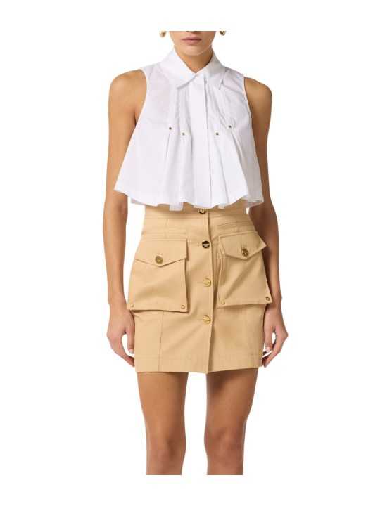 JUPE COTON CAMEL CAMMELLO POCHES PLAQUEES GO 169 6334 470 Elisabetta Franchi femme fashion concept look