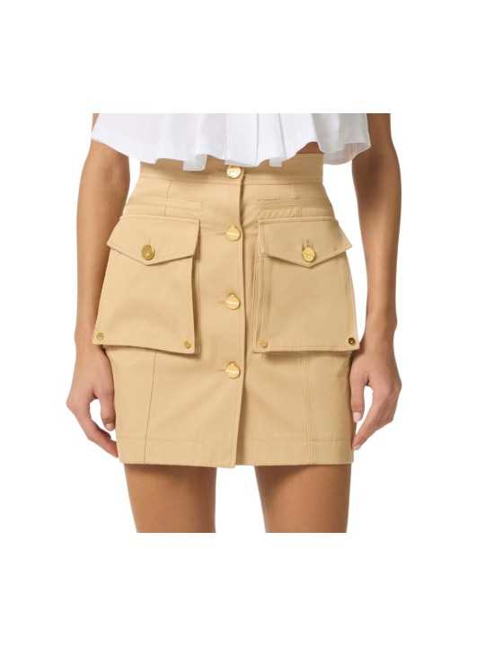 JUPE COTON CAMEL CAMMELLO POCHES PLAQUEES GO 169 6334 470 Elisabetta Franchi femme fashion concept face