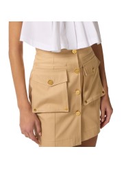 JUPE COTON CAMEL CAMMELLO POCHES PLAQUEES GO 169 6334 470 Elisabetta Franchi femme fashion concept détail