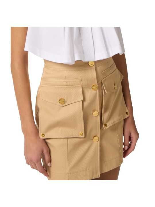 JUPE COTON CAMEL CAMMELLO POCHES PLAQUEES GO 169 6334 470 Elisabetta Franchi femme fashion concept détail