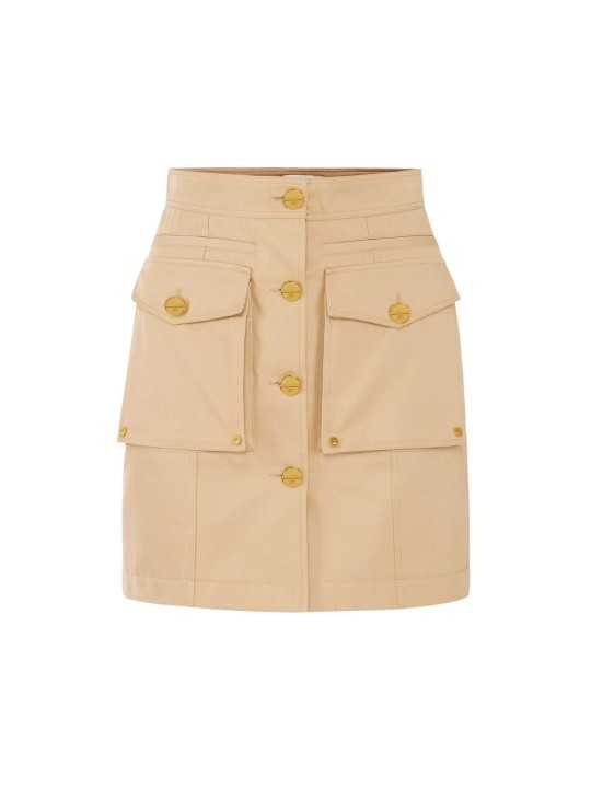 JUPE COTON CAMEL CAMMELLO POCHES PLAQUEES GO 169 6334 470 Elisabetta Franchi femme fashion concept solo