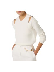PULL DEBARDEUR MANCHES LONGUES VISCOSE ECRU AVORIO MK 98S 101 360 Elisabetta Franchi femme Strasbourg Boutique face