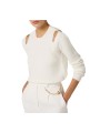 PULL DEBARDEUR MANCHES LONGUES VISCOSE ECRU AVORIO MK 98S 101 360 Elisabetta Franchi femme Strasbourg Boutique face