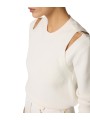 PULL DEBARDEUR MANCHES LONGUES VISCOSE ECRU AVORIO MK 98S 101 360 Elisabetta Franchi femme Strasbourg Boutique profil