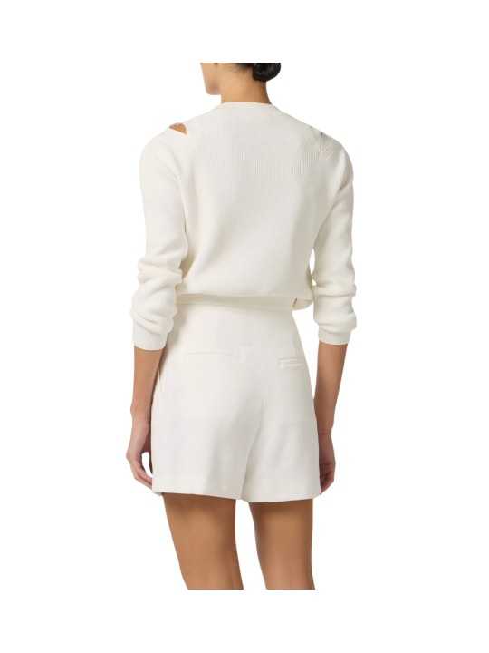 PULL DEBARDEUR MANCHES LONGUES VISCOSE ECRU AVORIO MK 98S 101 360 Elisabetta Franchi femme Strasbourg Boutique dos