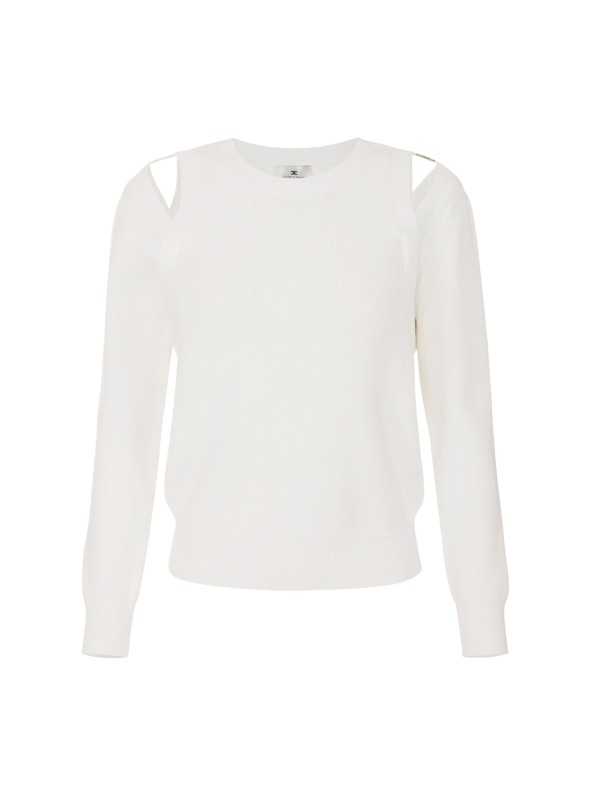 PULL DEBARDEUR MANCHES LONGUES VISCOSE ECRU AVORIO MK 98S 101 360 Elisabetta Franchi femme Strasbourg Boutique solo