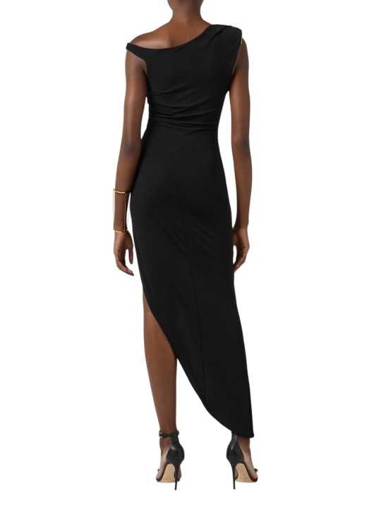 ROBE NOIR LONGUE EPAULE PLAQUE GOLD AB 906 6330 110 ELISABETTA FRANCHI femme boutique Strasbourg vêtement fashion mode dos