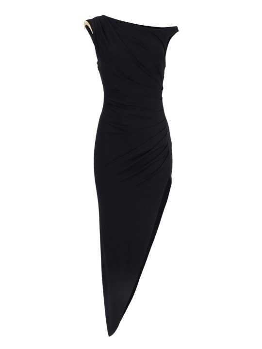 ROBE NOIR LONGUE EPAULE PLAQUE GOLD AB 906 6330 110 ELISABETTA FRANCHI femme boutique Strasbourg vêtement fashion mode solo