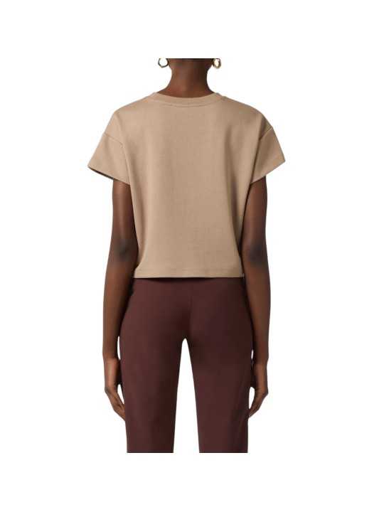 SWEAT MANCHES COURTE MESSAGES TAUPE ARGILLA MA 73D 10638 229 Elisabetta Franchi femme fashion concept dos