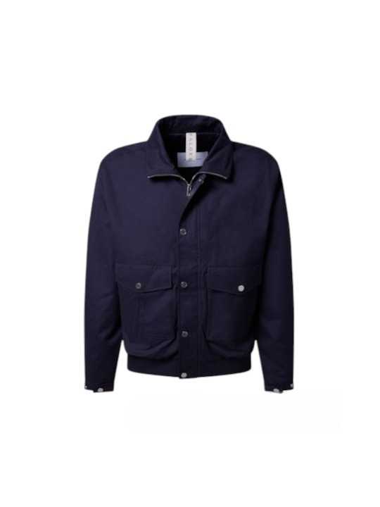 BLOUSON TECHNO POLY COTON NAVY MULTIPOCHES B250133 4132 6300 BALDESSARINI HOMME shop vue Strasbourg boutique