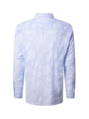 CHEMISE RAYEE BLANC CIEL FLEURS APPLIQUEES BLANCHES B356017 3924 6757 BALDESSARINi homme Strasbourg dos