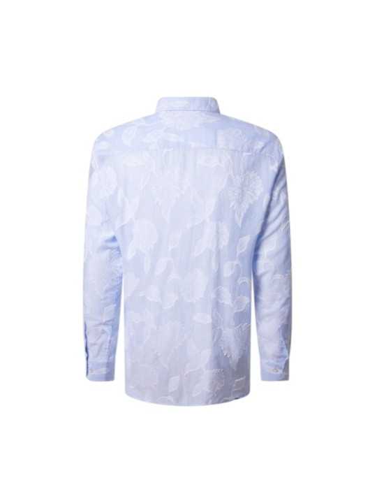 CHEMISE RAYEE BLANC CIEL FLEURS APPLIQUEES BLANCHES B356017 3924 6757 BALDESSARINi homme Strasbourg dos
