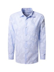 CHEMISE RAYEE BLANC CIEL FLEURS APPLIQUEES BLANCHES B356017 3924 6757 BALDESSARINi homme Strasbourg face