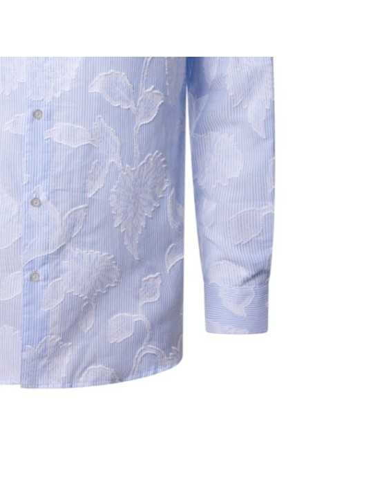 CHEMISE RAYEE BLANC CIEL FLEURS APPLIQUEES BLANCHES B356017 3924 6757 BALDESSARINi homme Strasbourg poignet
