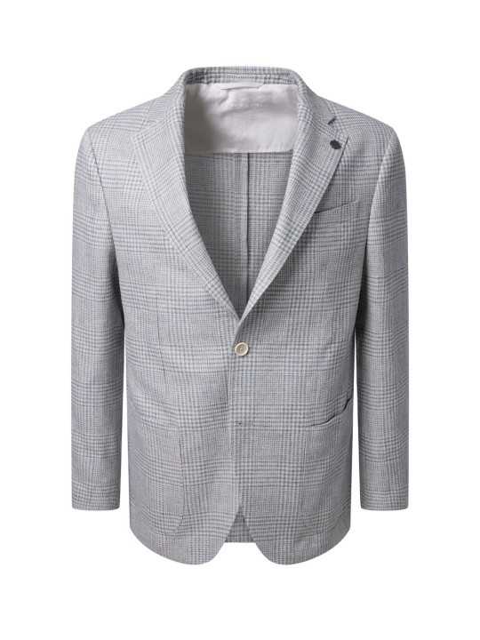 VESTE PIEDS DE POULES VERT EAU ECRU B015780 1092 5036 Baldessarini homme shop Strasbourg face