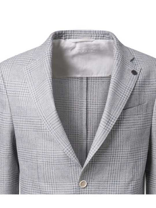 VESTE PIEDS DE POULES VERT EAU ECRU B015780 1092 5036 Baldessarini homme shop Strasbourg col