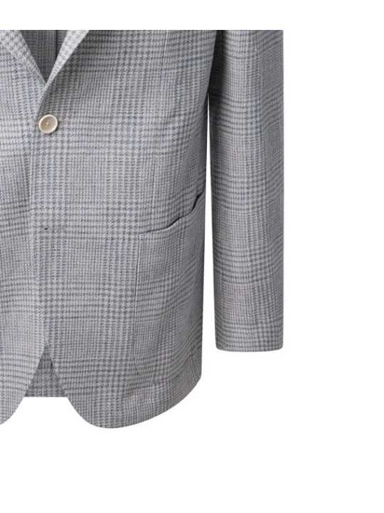 VESTE PIEDS DE POULES VERT EAU ECRU B015780 1092 5036 Baldessarini homme shop Strasbourg poche