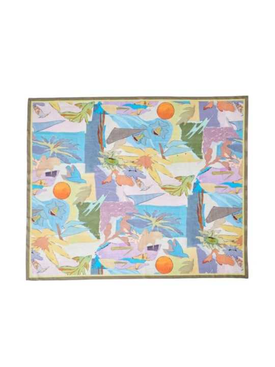 CHECH PRINT POISSONS OISEAUX FLEURS BLEU MAUVE M1A 150B U947 43 PAUL SMITH HOMME scarf Strasbourg one