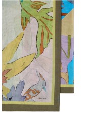 CHECH PRINT POISSONS OISEAUX FLEURS BLEU MAUVE M1A 150B U947 43 PAUL SMITH HOMME scarf Strasbourg bords