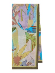 CHECH PRINT POISSONS OISEAUX FLEURS BLEU MAUVE M1A 150B U947 43 PAUL SMITH HOMME scarf Strasbourg vue