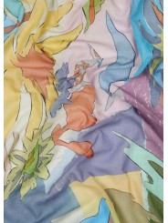 CHECH PRINT POISSONS OISEAUX FLEURS BLEU MAUVE M1A 150B U947 43 PAUL SMITH HOMME scarf Strasbourg print