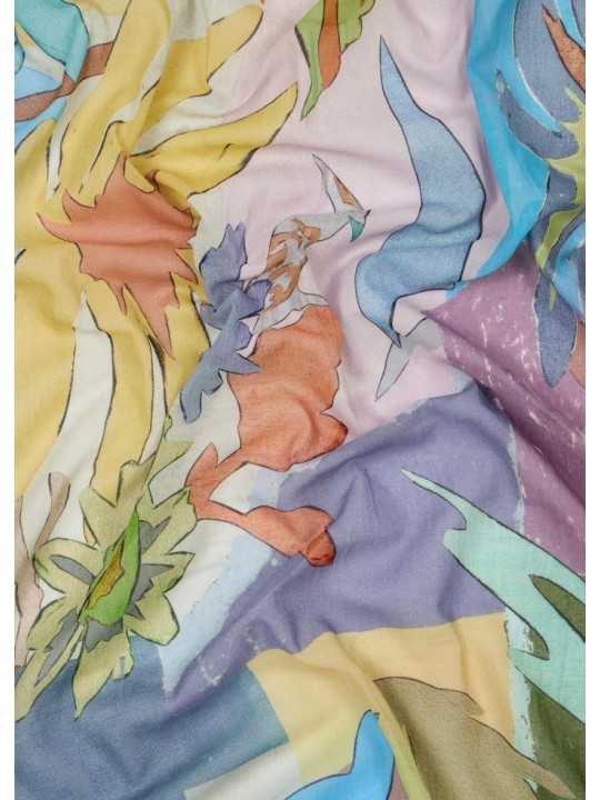 CHECH PRINT POISSONS OISEAUX FLEURS BLEU MAUVE M1A 150B U947 43 PAUL SMITH HOMME scarf Strasbourg print