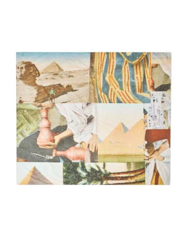 CHECH PRINT PAYSAGE PALMIERS PYRAMIDE VERT CIEL M1A 150B U996 92 PAUL SMITH HOMME femme scarf face