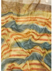 CHECH PRINT PAYSAGE PALMIERS PYRAMIDE VERT CIEL M1A 150B U996 92 PAUL SMITH HOMME scarf plissé