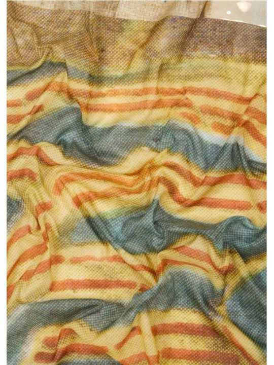 CHECH PRINT PAYSAGE PALMIERS PYRAMIDE VERT CIEL M1A 150B U996 92 PAUL SMITH HOMME scarf plissé