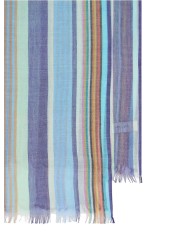 FOULARD RAYE CIEL BLEU TURQUOISE M1A 150C U999 45 PAUL SMITH HOMME scarf Strasbourg franges