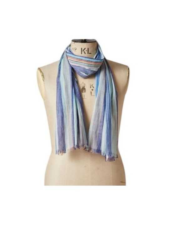 FOULARD RAYE CIEL BLEU TURQUOISE M1A 150C U999 45 PAUL SMITH HOMME scarf Strasbourg porté