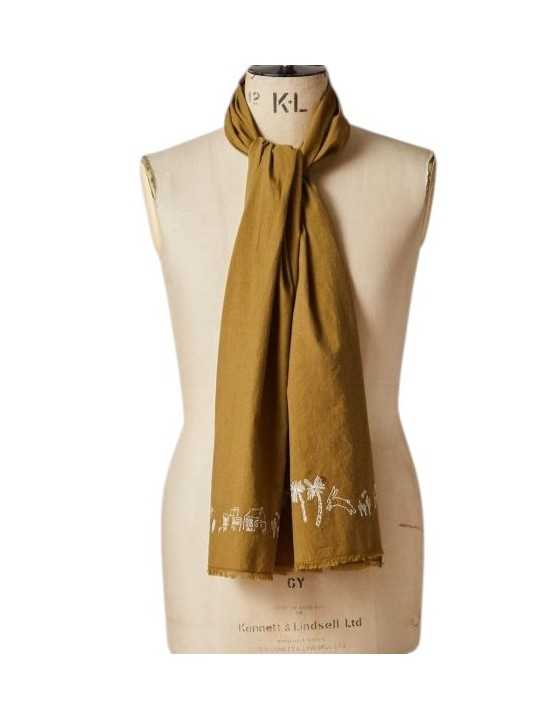 FOULARD UNI BRONZE BRODE BLANC MAURITIUS M1A 150M U949 62 PAUL SMITH HOMME scarf Strasbourg porté