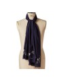 FOULARD UNI NAVY BRODE BLANC MAURITIUS M1A 150M U949 49 PAUL SMITH HOMME scarf Strasbourg porté