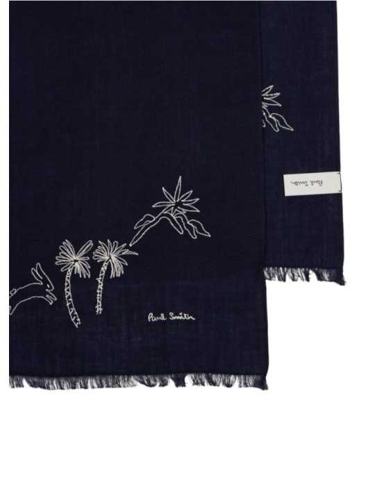 FOULARD UNI NAVY BRODE BLANC MAURITIUS M1A 150M U949 49 PAUL SMITH HOMME scarf Strasbourg broderie