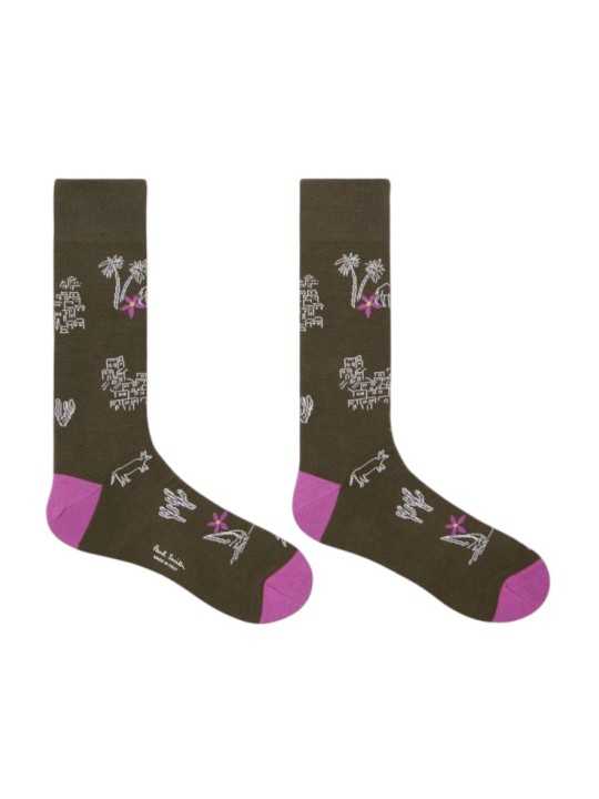Chaussettes kaki village blanc fleur rose M1A 800MO U895 63 Paul Smith homme Strasbourg duo