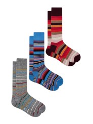 PACK 3 CHAUSSETTES RAYEE ORANGE CHINEE GRIS RAYEE BLEU M1A SOCK USTR 1A PAUL SMITH socks Strasbourg trio