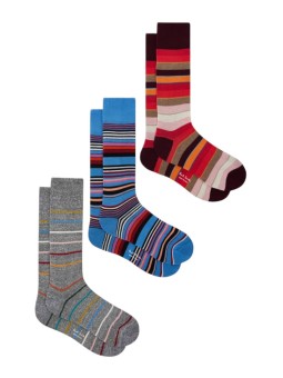 PACK 3 CHAUSSETTES RAYEE ORANGE CHINEE GRIS RAYEE BLEU M1A SOCK USTR 1A PAUL SMITH socks Strasbourg trio