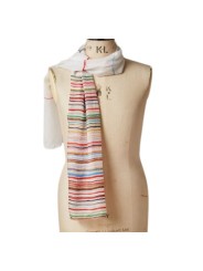 FOULARD BLANC RAYE MULTI SOIE W1A 250B U954 92 PAUL SMITH FEMME scarf Strasbourg porté