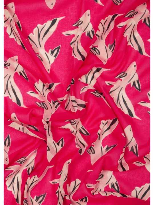 FOULARD FUSHIA PRINT POISSONS ROSE W1A 250B U941 22 PAUL SMITH FEMME scarf Strasbourg zoom