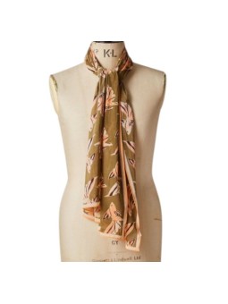 Foulard kaki print poissons abricot Paul Smith femme W1A 250B U941 63 Strasbourg scarf porté