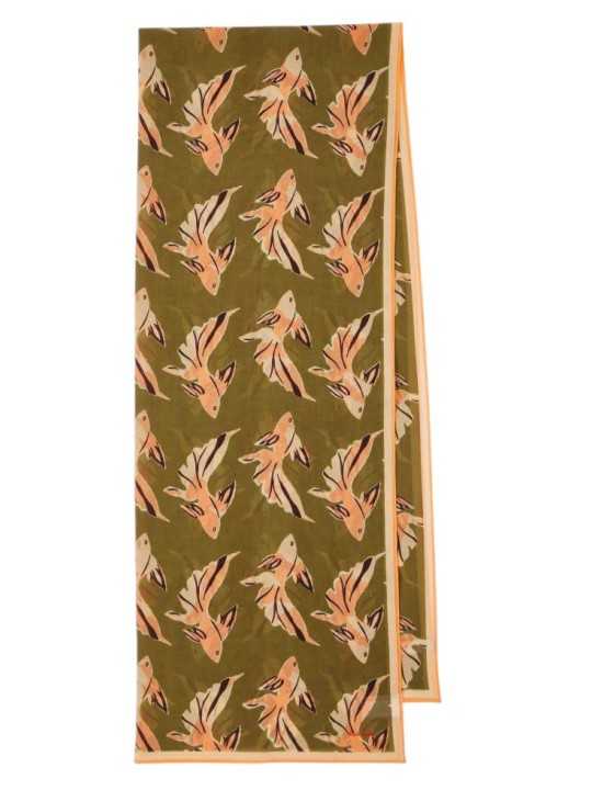 Foulard kaki print poissons abricot Paul Smith femme W1A 250B U941 63 Strasbourg scarf full